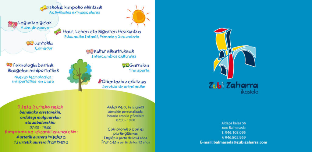 Diseño gráfico folleto Ikastola Zubizaharra