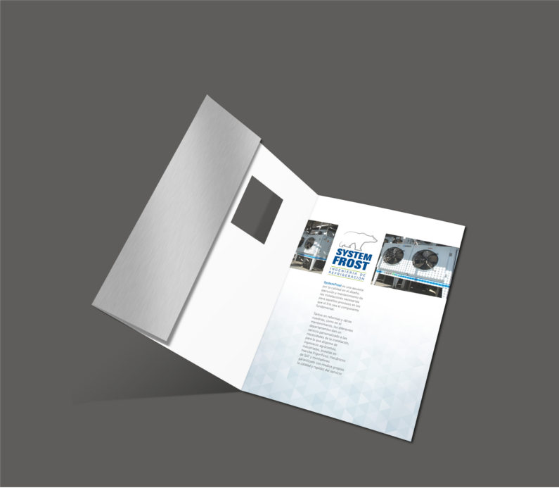 diseño catálogo portada troquelada Systemfrost